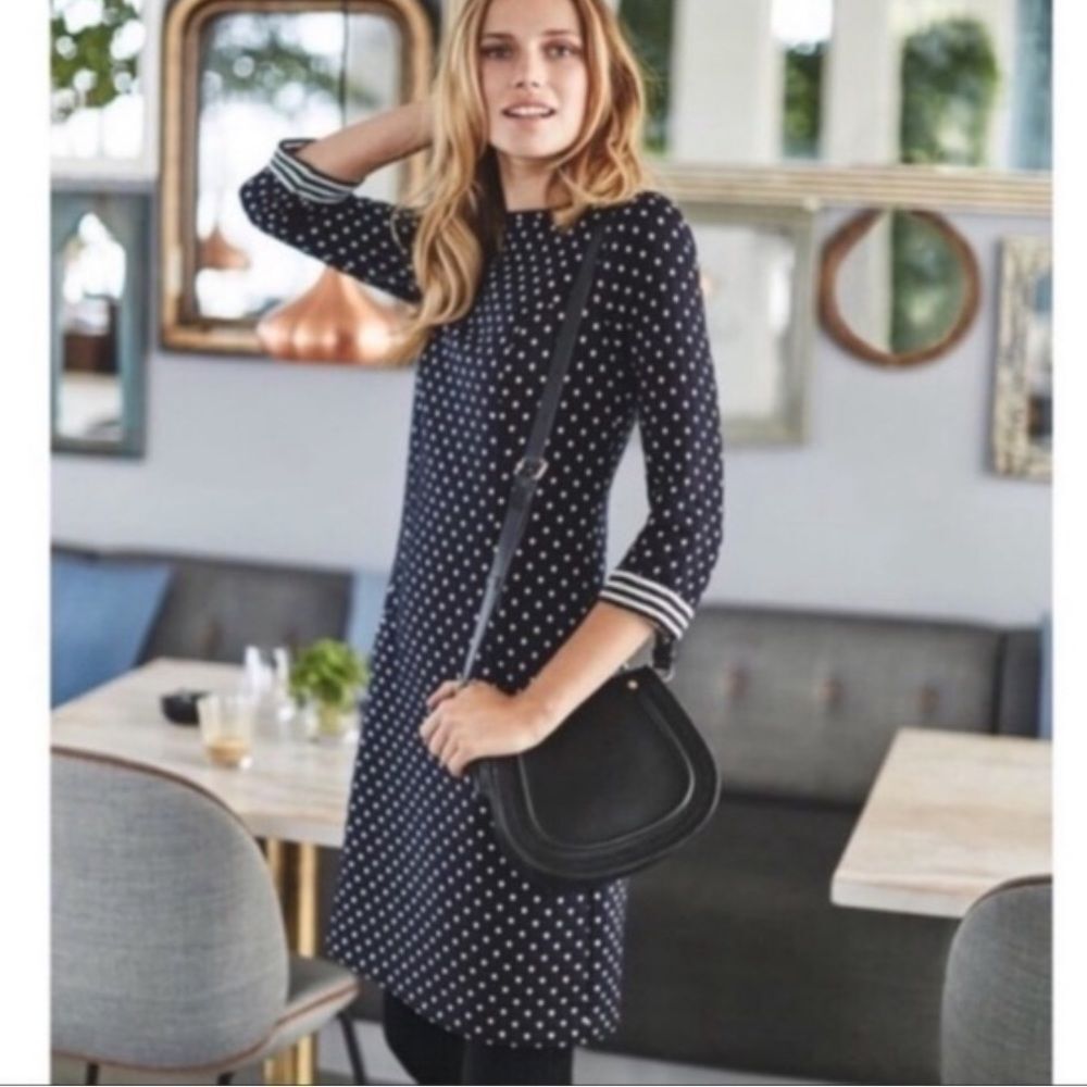 BODEN’S Dotty Day Polka Dot Quilted Dress Black White Size 8